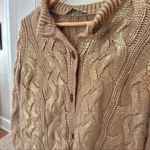 Zara Gold Cable Knit Cardigan - Picture 4 of 6